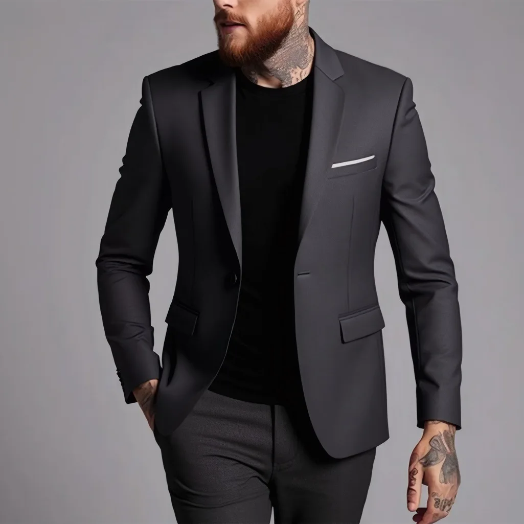 Männer Anzug Business Jacken Dünne Slim Fit Männliche Kleid Blazer Mantel Frühling Herbst Einfache Breasted Hübscher Gentleman Vintage Casual – Detail 7
