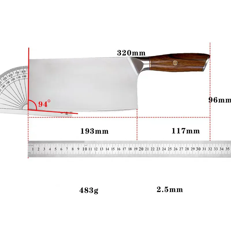 Chopper Knife M390 Core 3 Layers Clad Steel Blade Sharp Chef Cleaver Slicing Kitchen Knives Meat And Poultry Tools Wood Handle