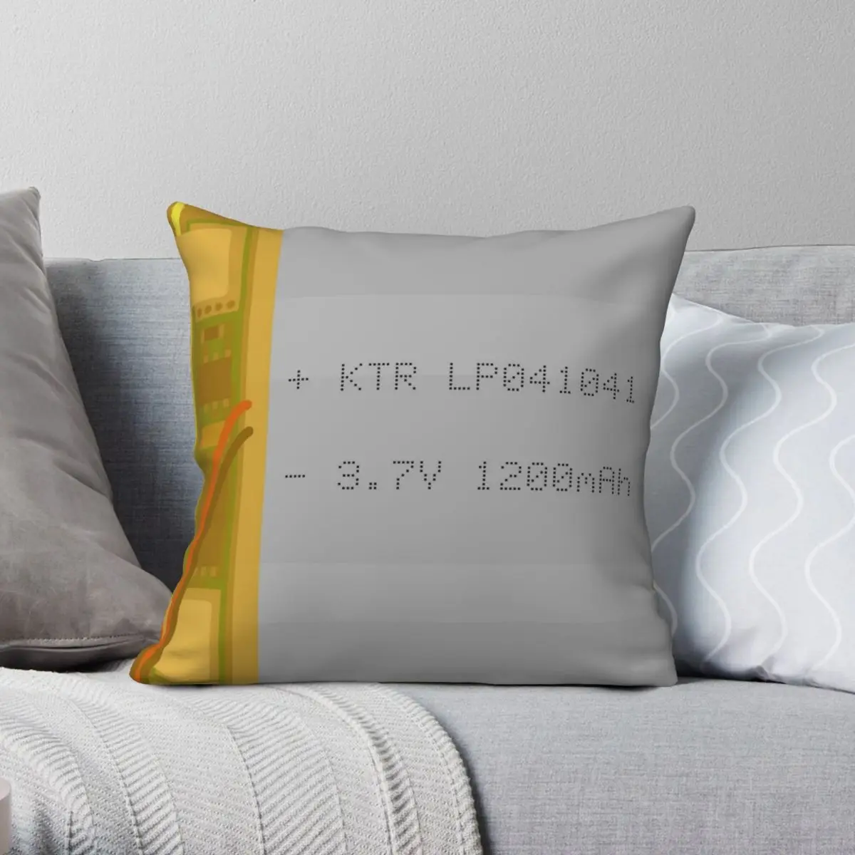 Lithium Polymer Energy Battery Square Pillowcase Polyester Linen Velvet Creative Zip Decorative Pillow Case Sofa Cushion Cover