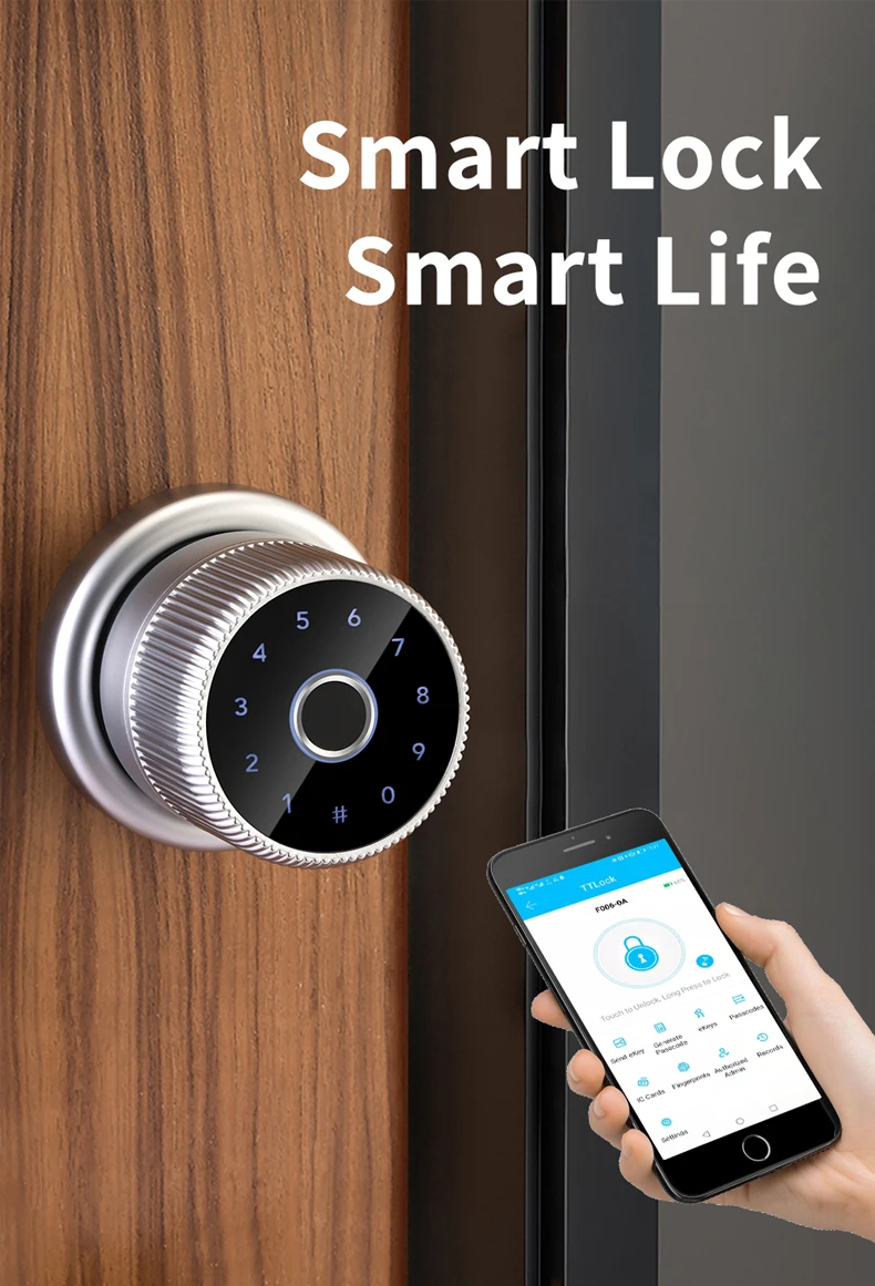 WAFU Q1 Smart Door Lock TTLock APP Fingerprint Password IC Card Key Unlock Battery Powered Support USB Charge