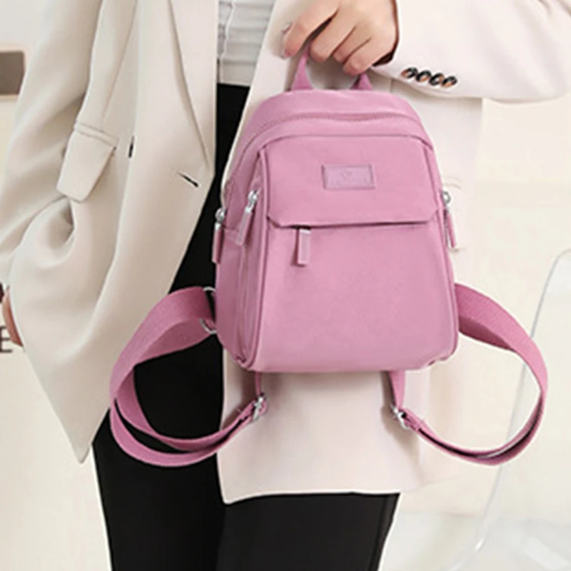 Korean Simple Solid Colored Candy Colorful Shoulders Fashionable Exquisite Lightweight Waterproof Nylon Backpack Spring Summer