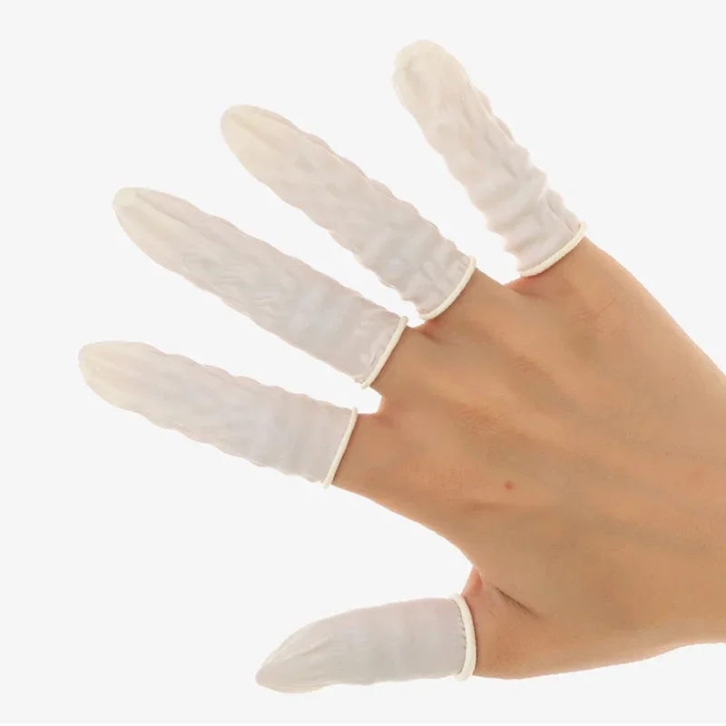 Protective Fingertip Natural Rubber Gloves Disposable Latex Finger Cots for Workplace Safety Nail Makeup Eyebrow Extension