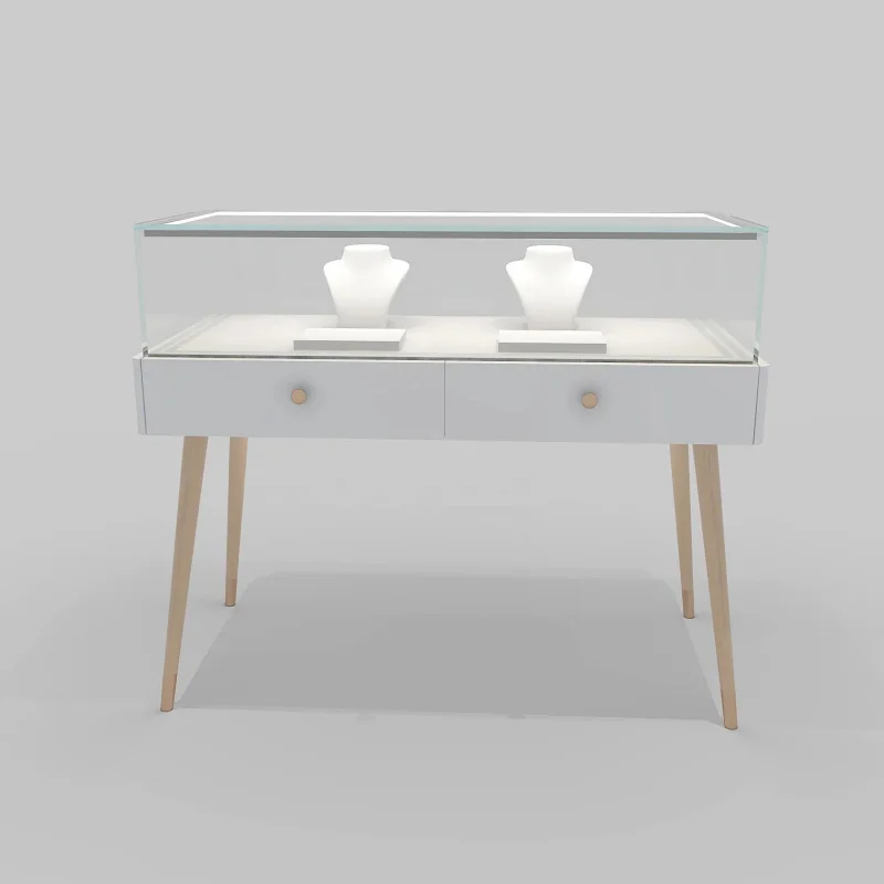 custom.Funroad Jewellery Display Cabinet Glass Cases Luxury Furniture Jewelry Retail Metal Showcase