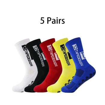 5 Pairs New Mid-barrel Football Socks Anti-slip Silicone Bottom Thickened Towel Cushioning Soccer Socks Basketball Yoga Socks