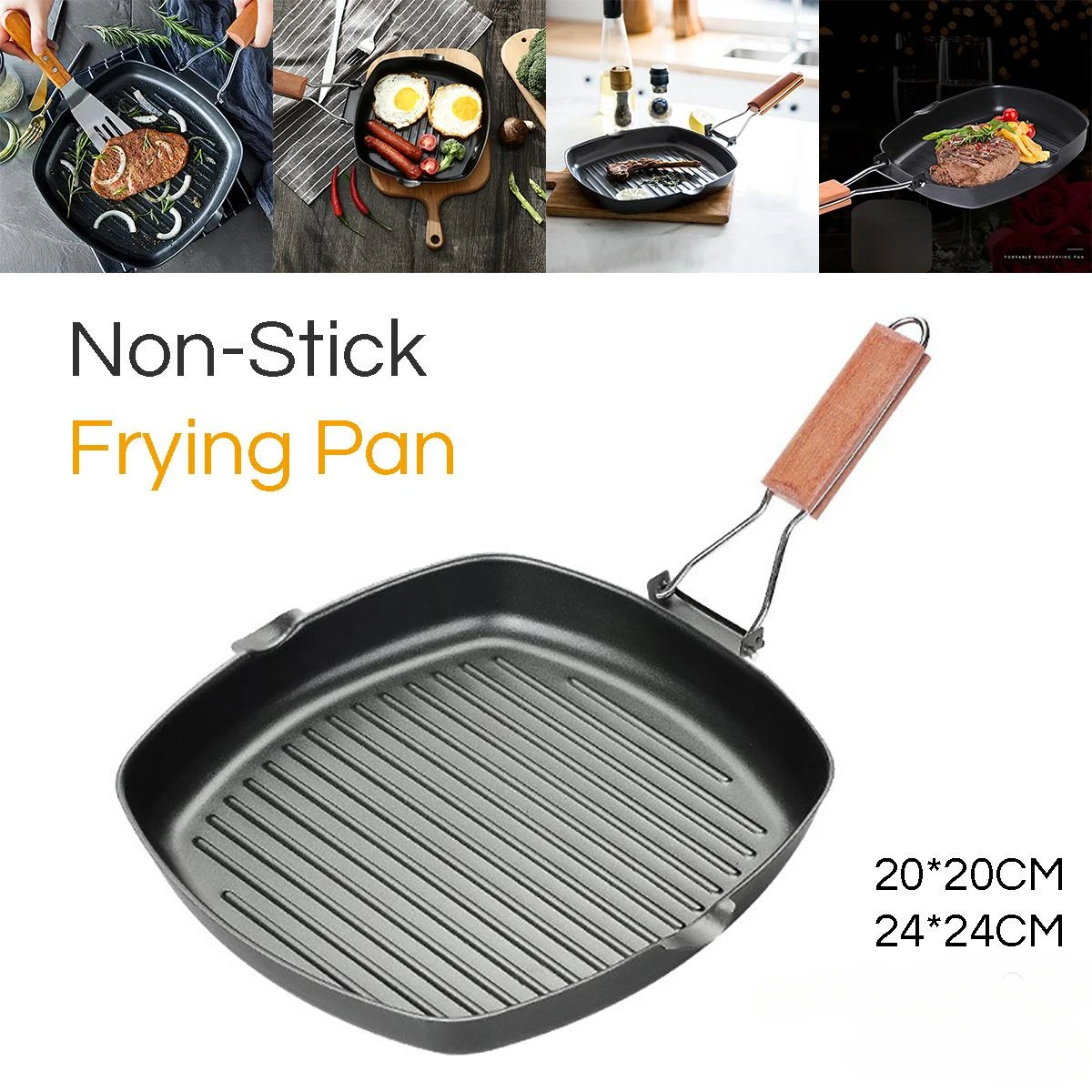 1pc tragbare Falt pfanne haltbare Antihaft-Grill pfanne mit Anti-Verbrühungsgriff-Steak-Bratpfanne für ein Picknick im Freien zu Hause