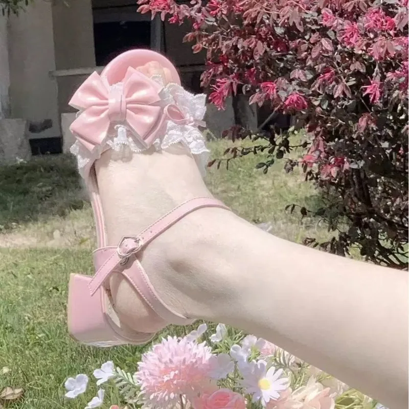 sandales-en-dentelle-rose-pour-femmes-elegantes-avec-nœud-style-lolita-talons-hauts-mignons-confortables-pour-l'ete-en-exterieur-tacones-de-mujer