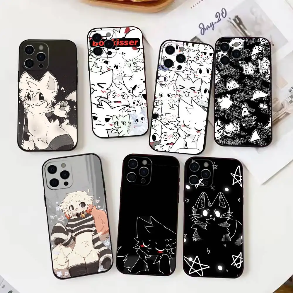 

Cute B-Boykisser-es F-Furry Phone Case For iPhone 16,15,14,13,12,17,Pro Max,Plus Silicone Black Case