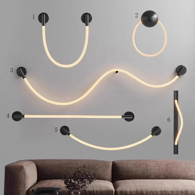 lampada de parede moderna do estilo nordico para a sala de visitas luz simples da atmosfera fibra tecida luz minimalista emitindo o tubo 01