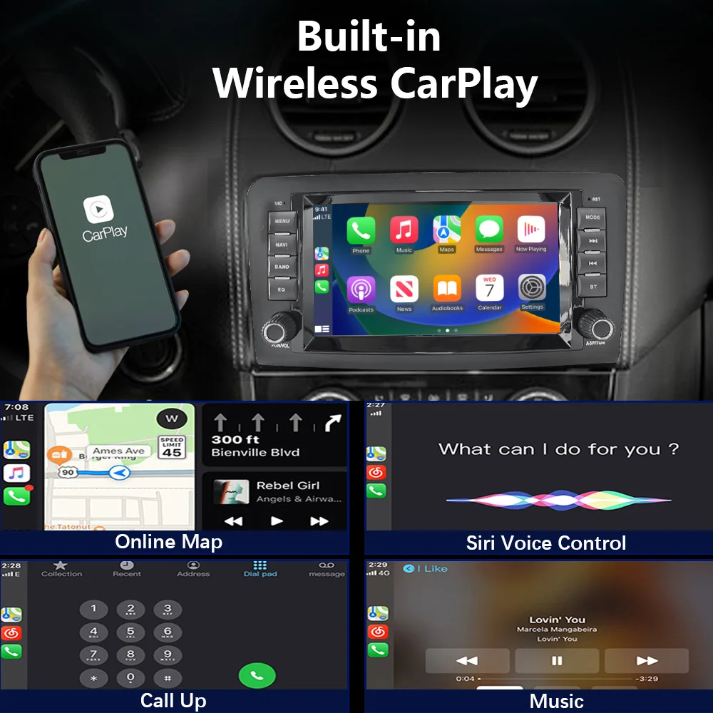 Car Radio Station for Mercedes Benz ML GL Class W164 X164 ML350 ML500 GL350 Android Auto Multimedia Carplay Bluetooth GPS Stereo