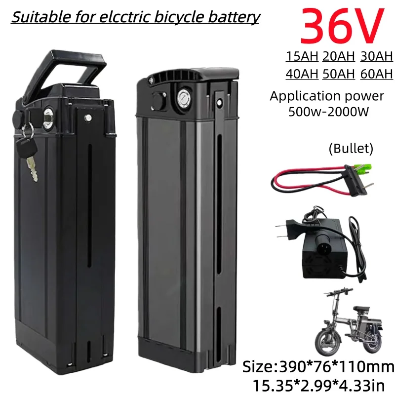 36V Original Foldable Bicycle Battery 12Ah 60Ah New Silver Fish high-capacity Li-ion battery pack 350W 500W 750W 1000W with BMS
