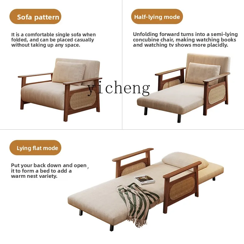 

XL medieval solid wood single sofa bed living room foldable dual-purpose French multi-functional sofa bed