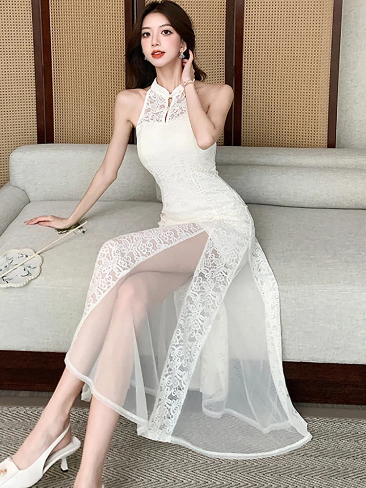 2025 laço branco jacquard chique babados sereia vestido feminino elegante luxo dança vestido de festa primavera verão moda coreana vestidos