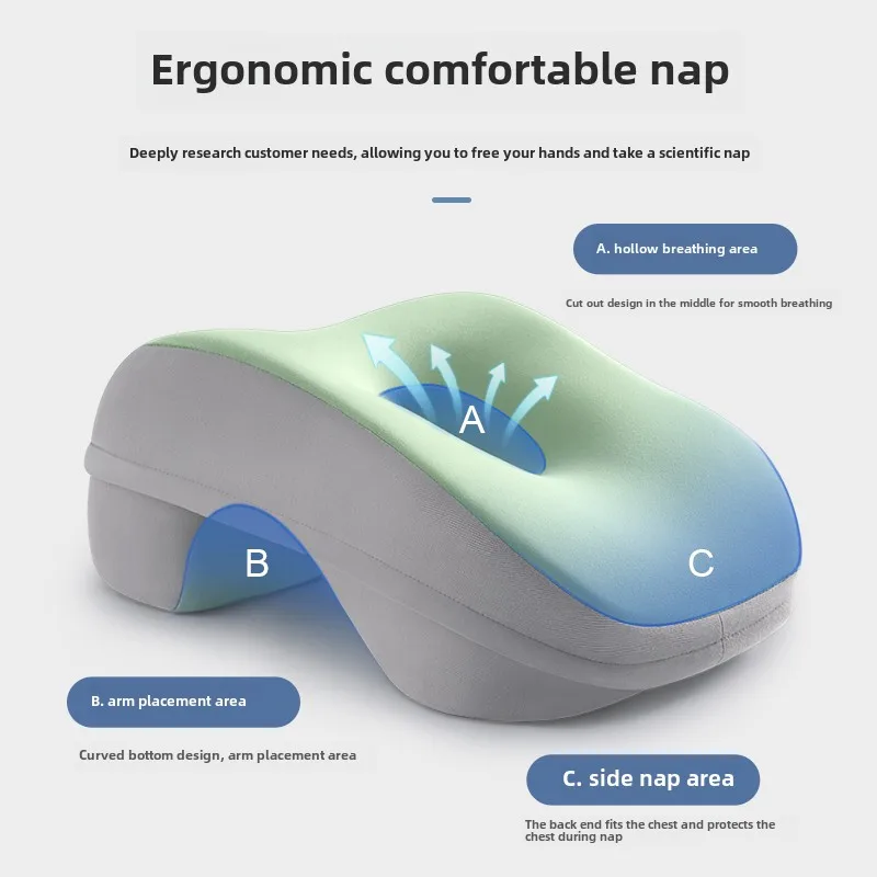 Almohadas para la siesta transpirables huecas para oficina, almohada para dormir relajante multifuncional, herramienta para dormir para estación de trabajo, almohadas de masaje para estudiantes