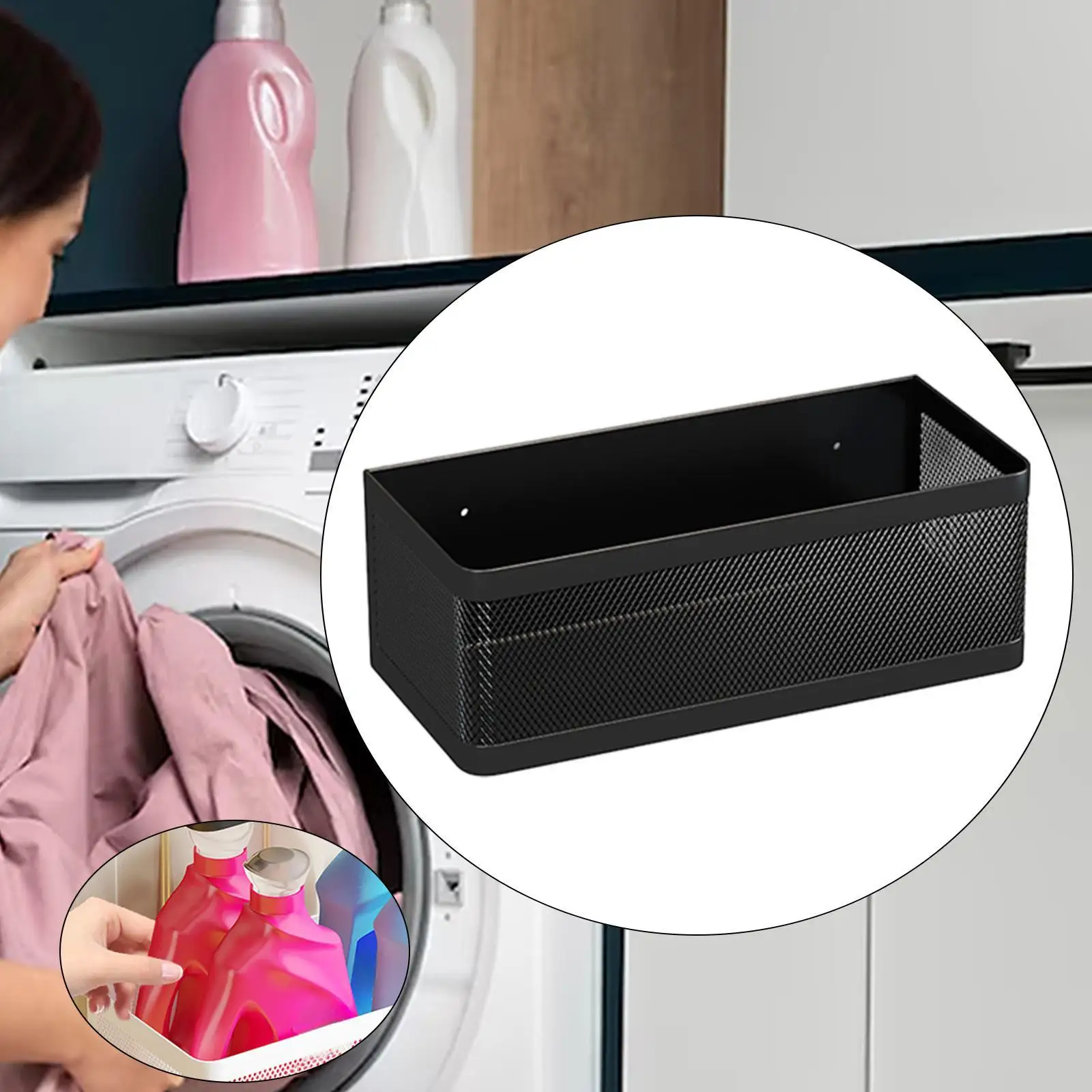 رف مغناطيسي للغسالة وحامل المناشف ورف جانبي وسلة معلقة لـ