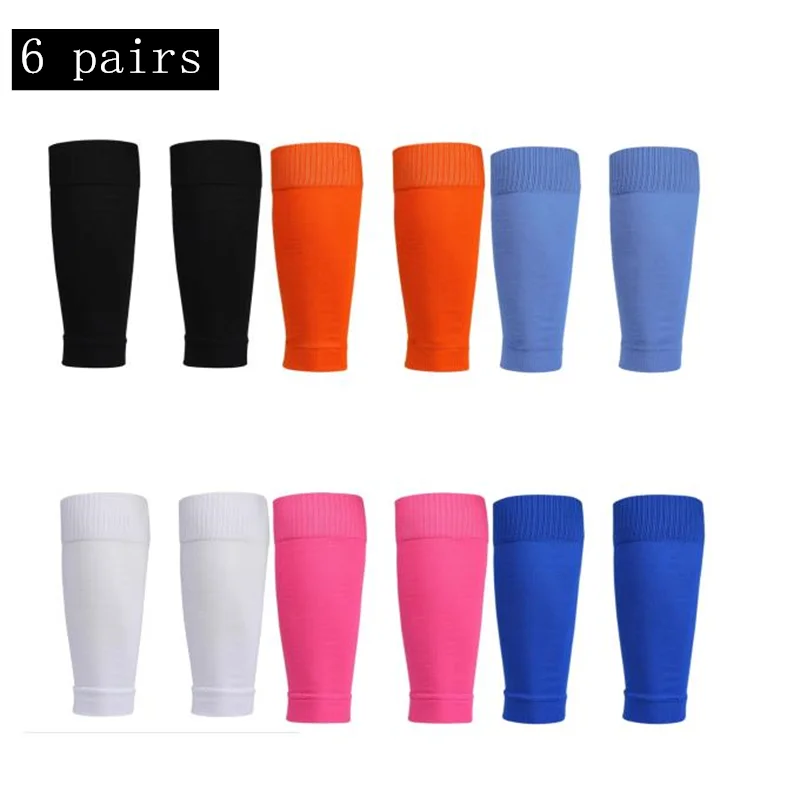 6 pairs New Football Socks Shin Pads Leg Cover Men Women Grip Cutsocks