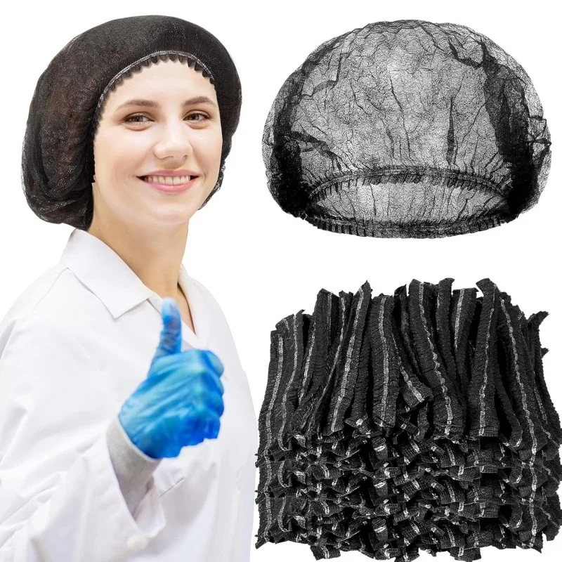100PCS Disposable Bathing Cap Hair Head Covers Net Bouffant Dustproof Anti Dust Caps Breathable Shower Bathing Hats Kitchen