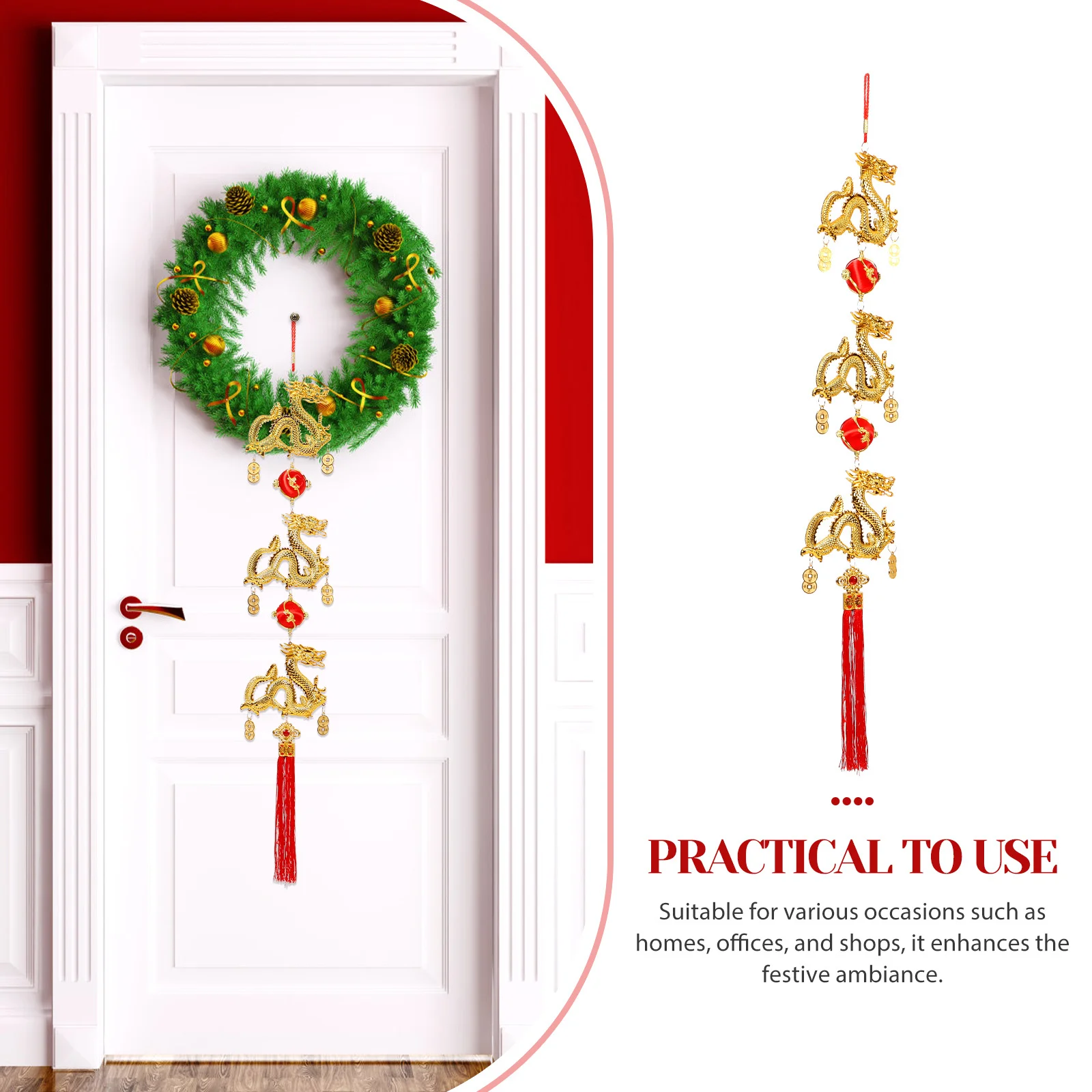 

2024 New Year Dragon Pendant Decoration Chinese Dragon Hanging Ornament Spring Festival Home Office Wall Hanging Festival