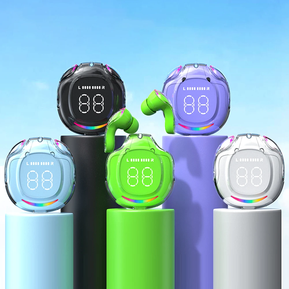 سماعات رأس متوافقة مع بلوتوث ، سماعة أذن مضادة للماء مع حقيبة شحن لاسلكية ، شاشة عرض LED للرياضة والجري والتمارين