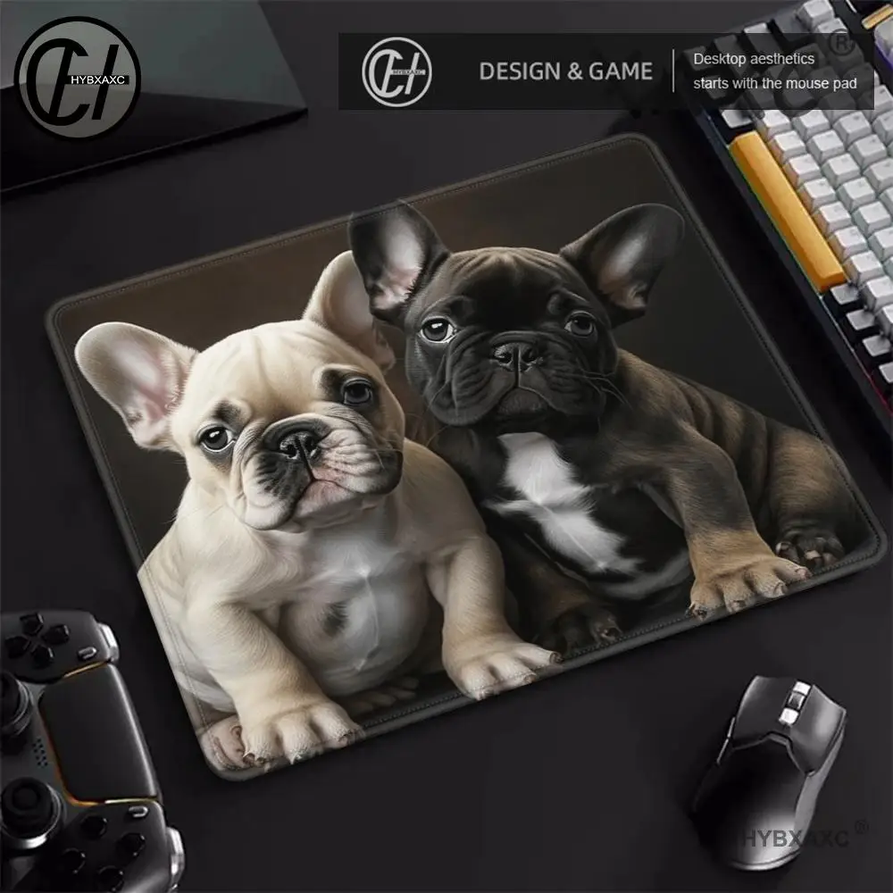 Прочные коврики для мыши для мужчин и женщин, коврик для мыши с французским бульдогом и собакой, игровой коврик для стола, противоскользящий резиновый 18*22 см