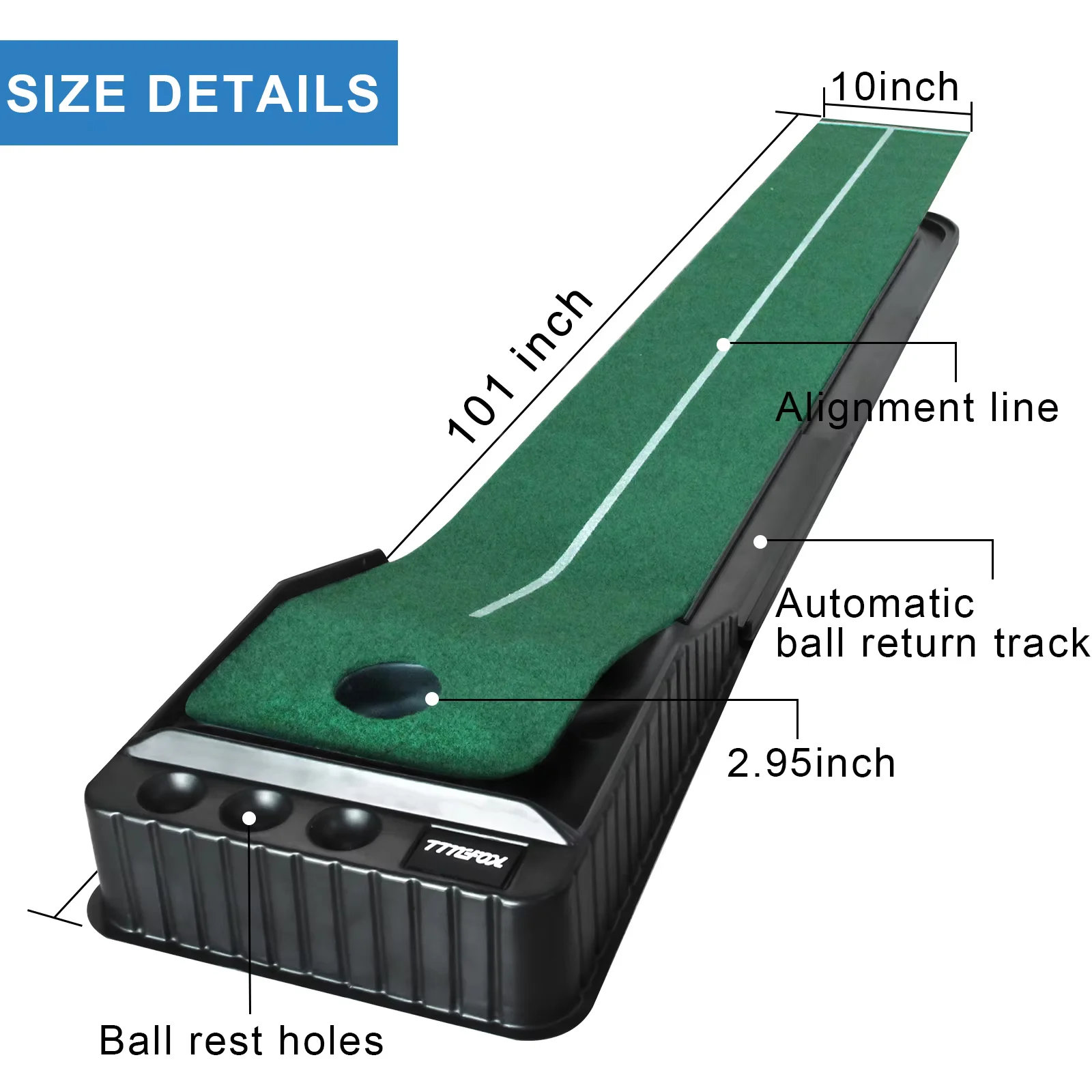 KOFULL Golf Putting Green Mini Golf Putting Mat com retorno de bola para prática de putter ferramentas de treinamento interno/externo