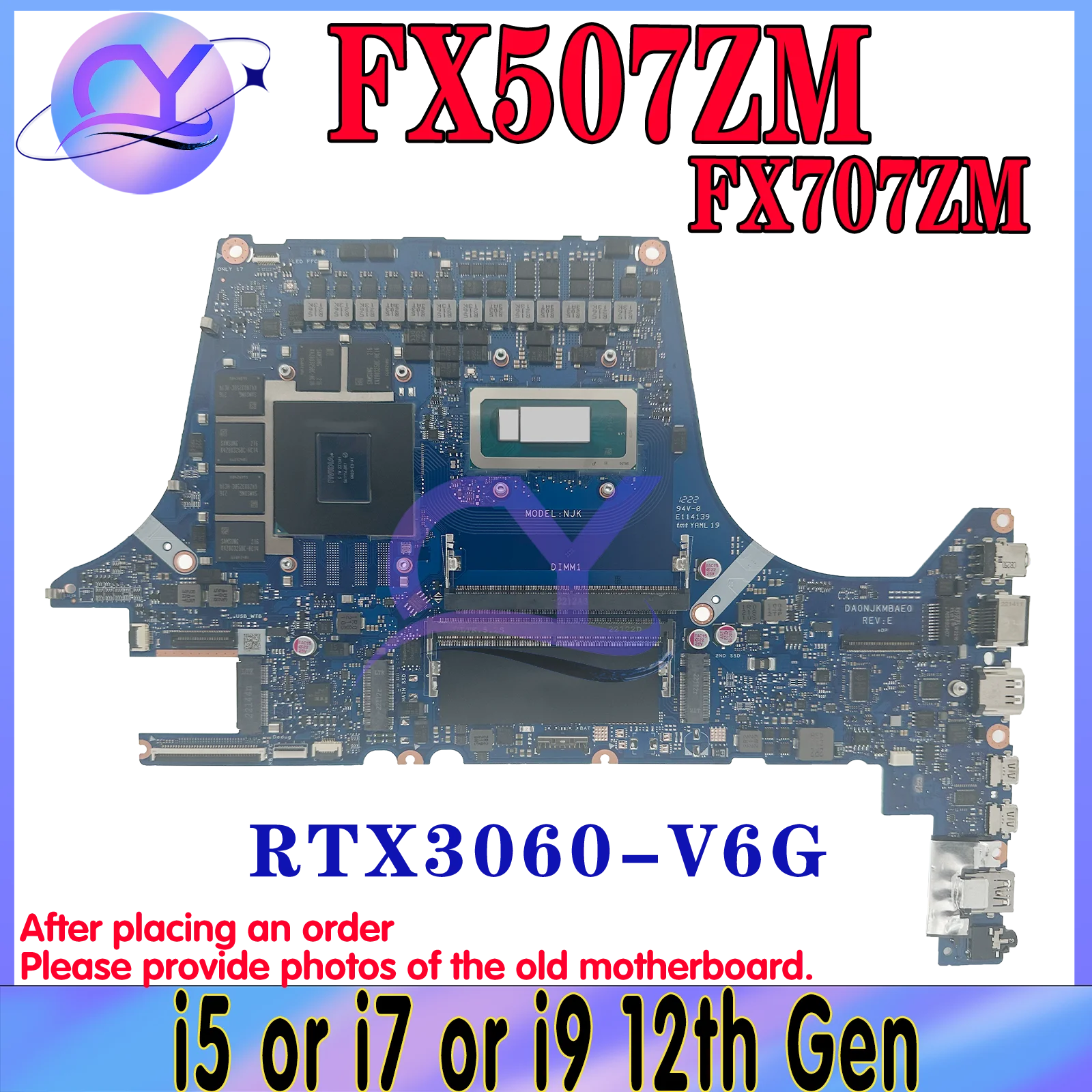 

KEFU Mainboard For ASUS FX507ZM FX517ZM FX517ZR FX707ZM FX507ZR FX707ZR TUF507Z TUF707Z TUF517Z Laptop Motherboard i5 i7 i9 12th