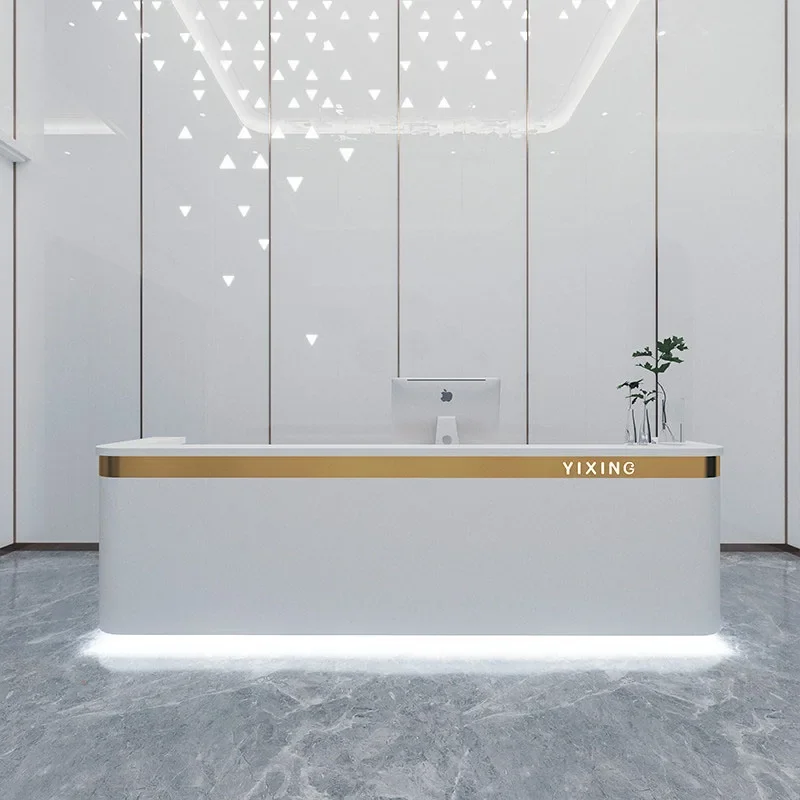 Simple Rotating Reception Desk Padded Vintage Reception Counter Premium Elegant Mostrador Recepcion Office Workstation Furniture