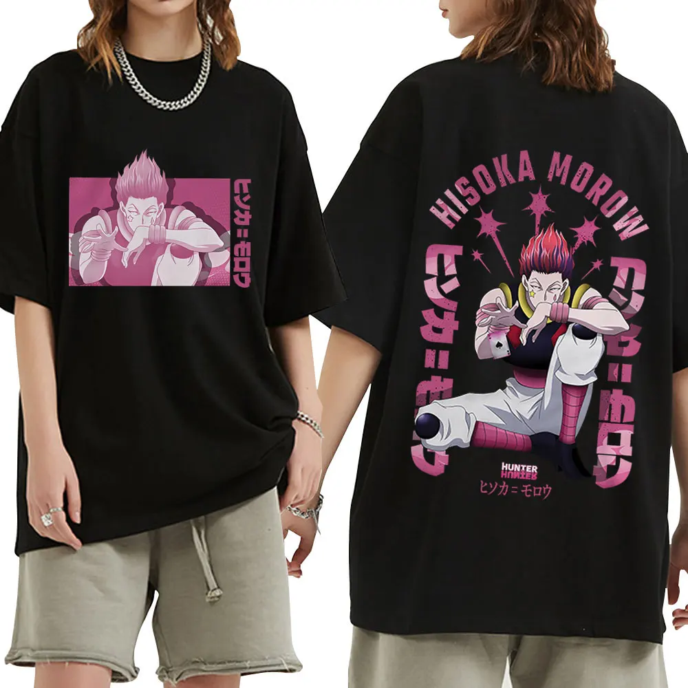 Футболки в стиле аниме Hunter X Hunter Hisoka Morow, мужская и женская одежда, модные хлопковые футболки с короткими рукавами, футболки больших размеров, топы, уличная одежда