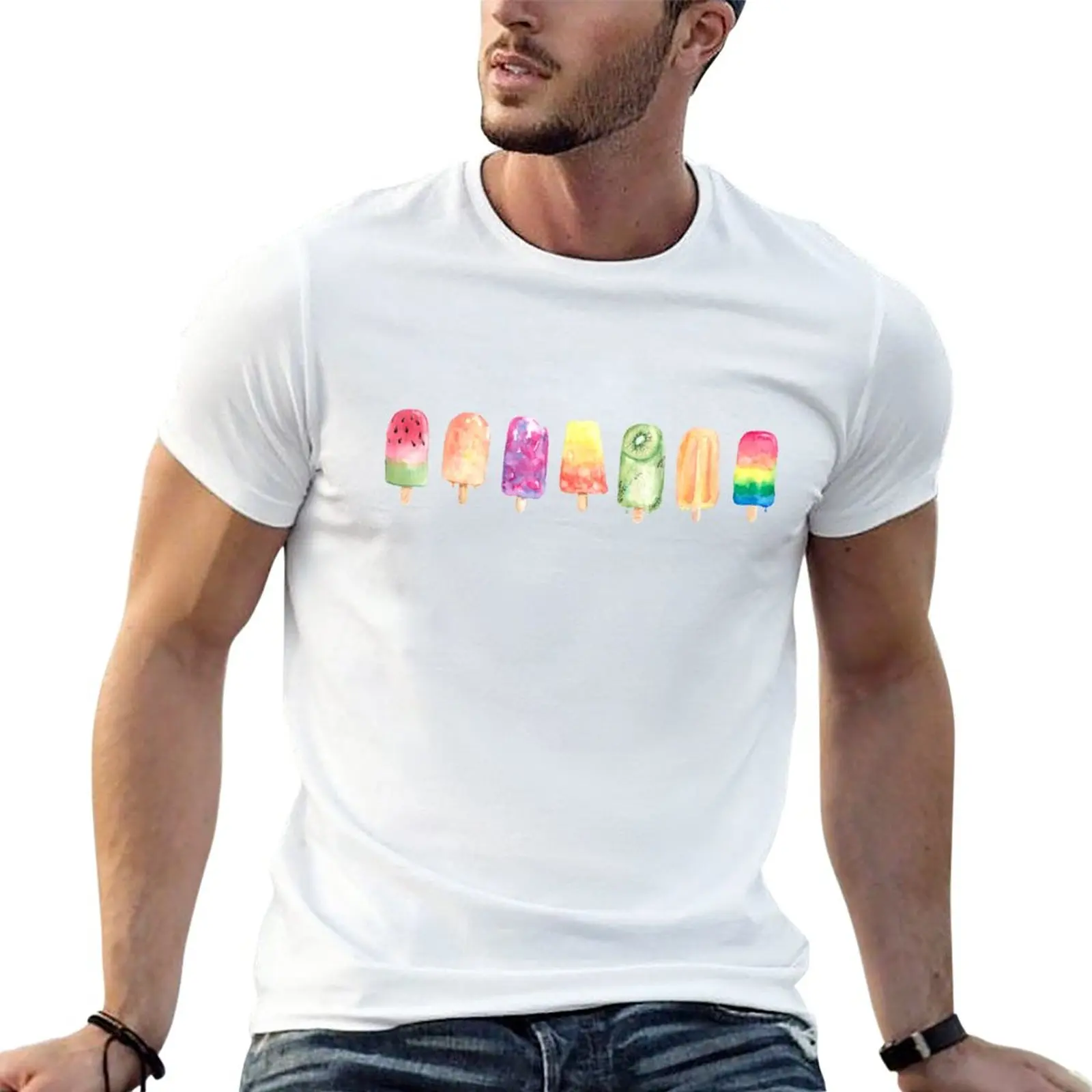 Watercolor Popsicles T-Shirt anime clothes heavyweight t shirts kawaii clothes quick-drying t-shirt t shirt for men