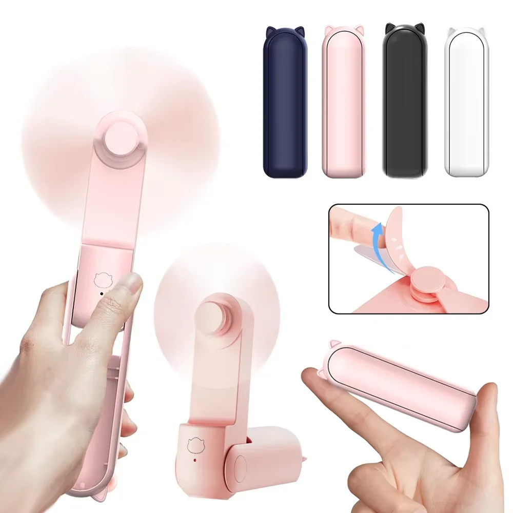 Mini Portable Fan 2000mAh USB Rechargeable 3-Speed Handheld Foldable Travel Fan with Handy Power Bank Feature for Cooling