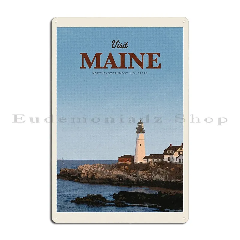 Visit Maine Metal Signs Cinema Personalized Garage Design Create Tin Sign Poster