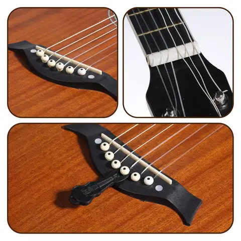 Miwayer 8-delars 6-strängad akustisk gitarrbrygga, ABS-plastbryggstift, sadelmuttrar till gitarrbrygga, tillbehörssats till gitarr 10 best sales akustisk gitarrsadel - №6