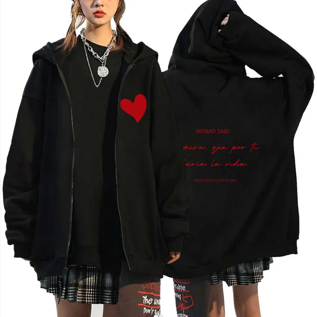 

Rapper Morad I Would Give My Life for You Same Style Print Zipper Hoodie Men Women Casual Zip Up Jacket Man Hip Hop Fashion Coat