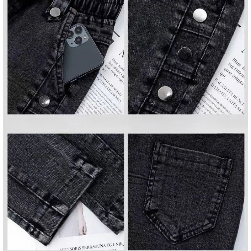 2023 New Spring Autumn High Waist Jeans Women Casual Slim Minimal Commuting Pure Colorsmall Foot Pencil Pants