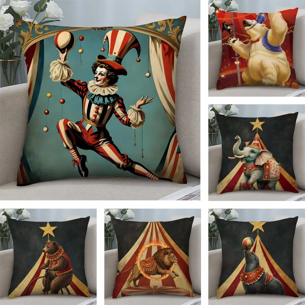 

Модная наволочка для подушки в стиле карнавального цирка, плюшевая ткань, мягкая, с двусторонним принтом, для дивана, теплая, зимняя, для дома, детский подарок, чехол для подушки