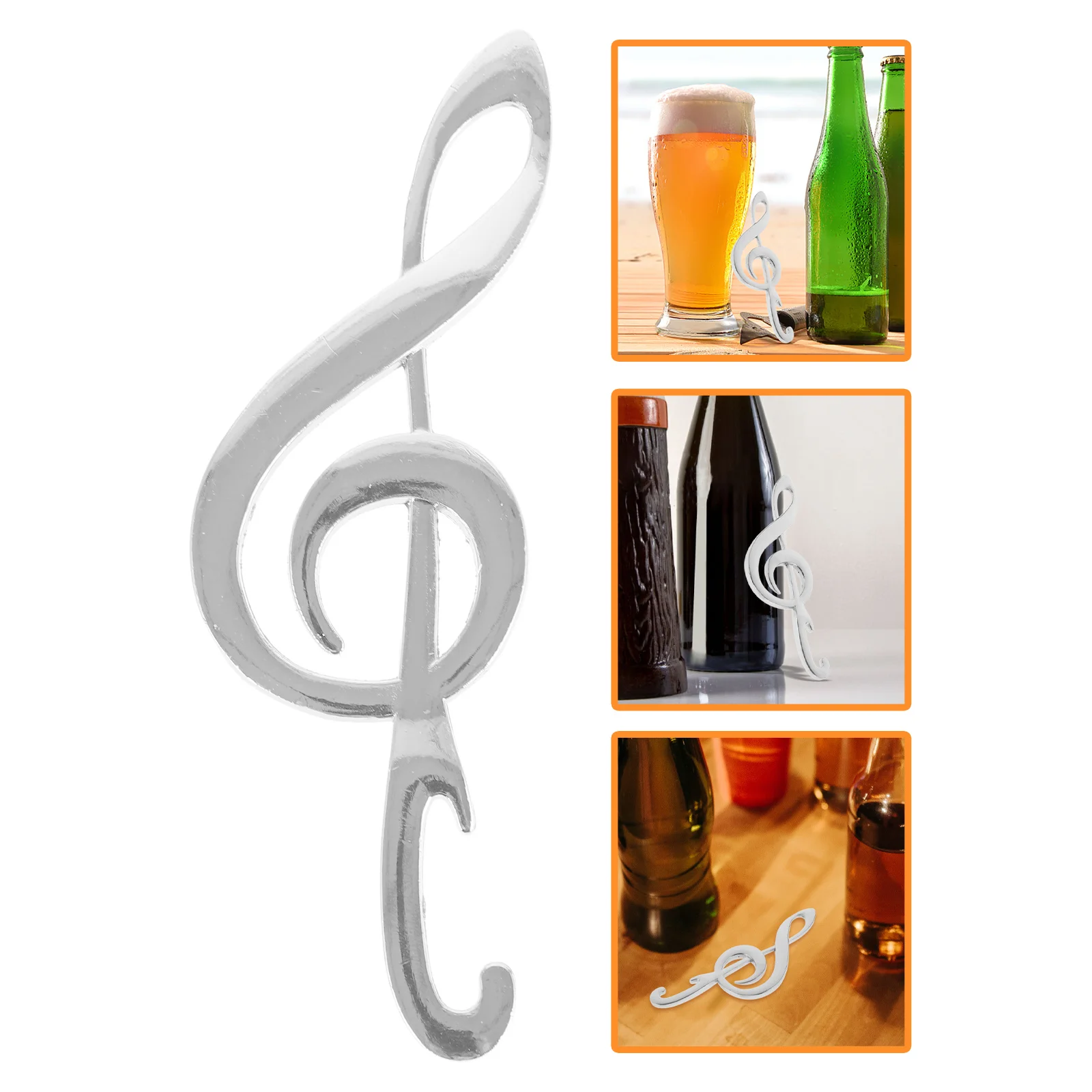 

Musical Note Bottle Opener Silver Zinc Alloy Creative Design Suitable for Kitchen Bar Beach Patio Dining Hiking Wine