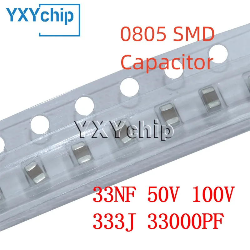 10PCS 0805 33NF 50V 100V333J 33000PF 5% NPO C0G SMD Chip Multilayer Ceramic Capacitor 0.033UF