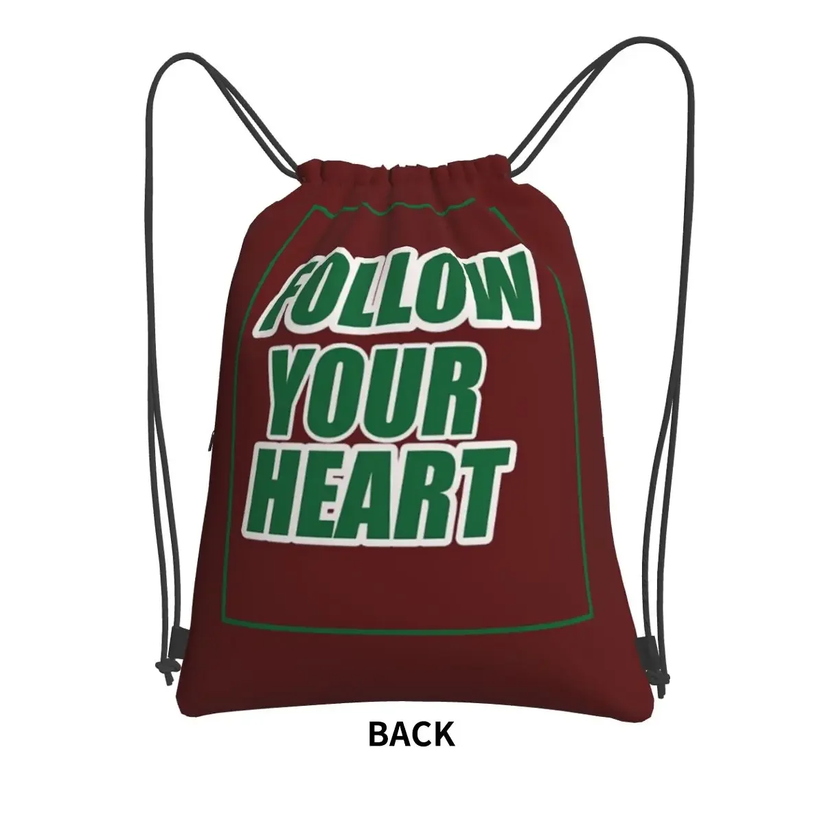 Follow Your Heart Portable Backpacks Drawstring Bag Casual Drawstring Bundle Pocket Book Bags For School Students