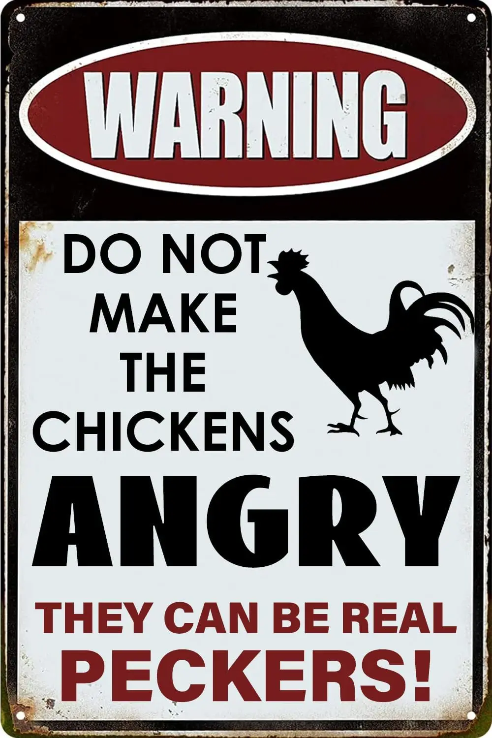 Do Not Make The Chickens Angry Vintage Metal Tin Signs, Funny Chicken Coop Warning Retro Poster Wall Art Decor Plaque for Home F