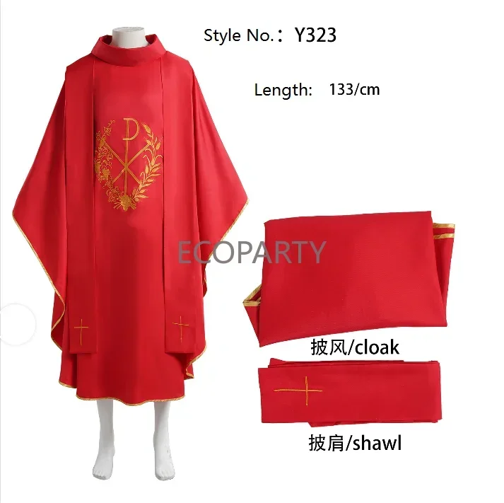 Men Women Medieval Retro Priest Monk Robe Gown Church Dress Print Muslim Missionary Cloak Cape Halloween Party Cosplay Costumes