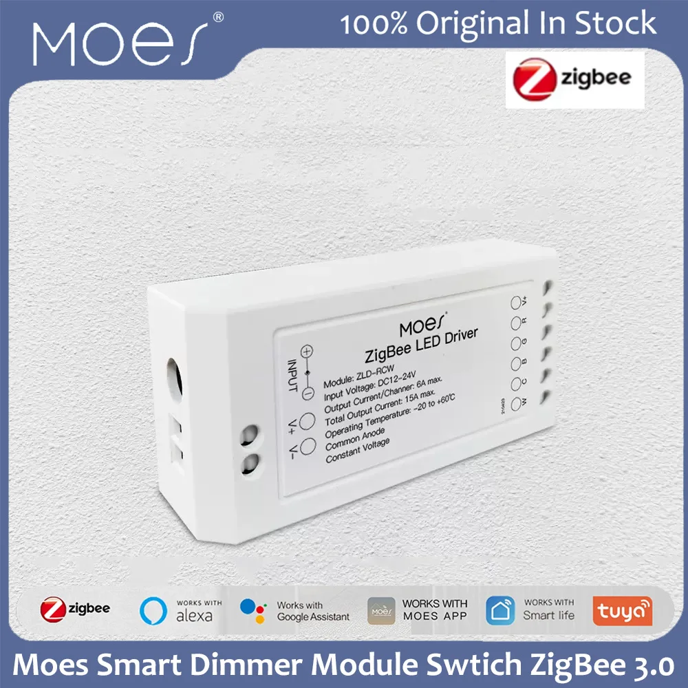 Moes Smart Dimmer Module Swtich ZigBee 3.0 for LED Strips Bright Color Temperature Adjust  for Tuya APP Alexa Echo Goolge Home