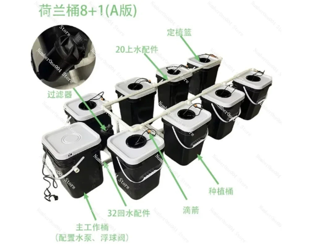 RDWC Home Balcony Hydroponic Growing Kit, 4+1 & 8+1 Bucket Soilless Planting System with Expandable Barrel Design