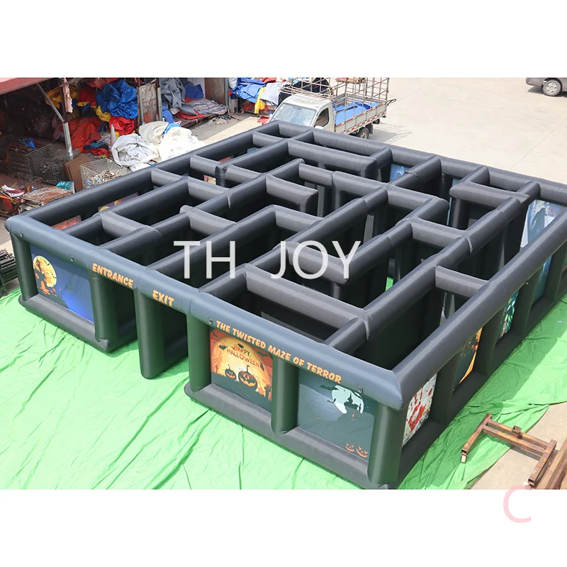 fast shipping, outdoor inflatable haunted house maze,8x8x2m custom made Halloween printing inflatable maze field