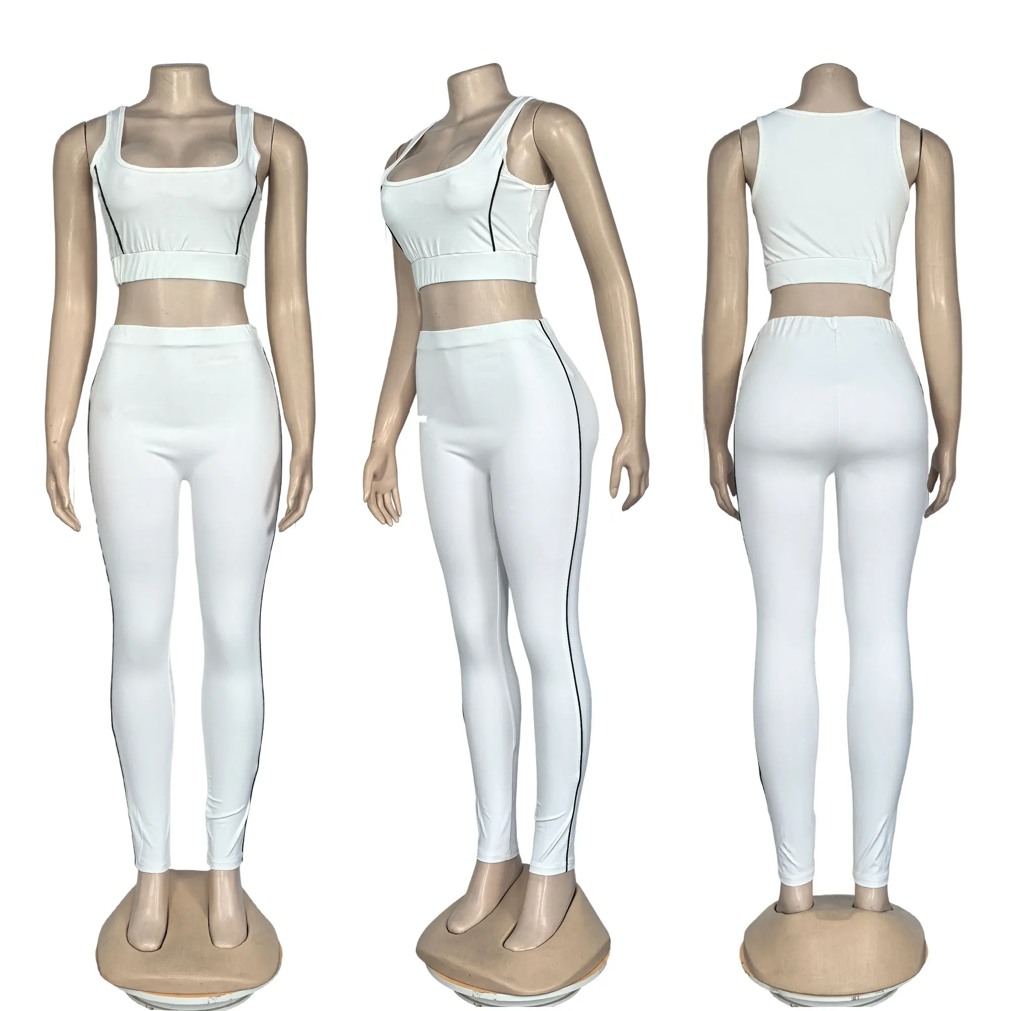 J5256 feminino cor contrastante moda roupas de yoga nu alta elasticidade roupas de fitness casual correndo esportes conjunto de três peças
