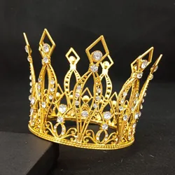 Crystal Rhinestone Metal Crown Cake Topper Tiara Cupcakes Decorations For Wedding Theme Party Birthday Baby Shower Headwear