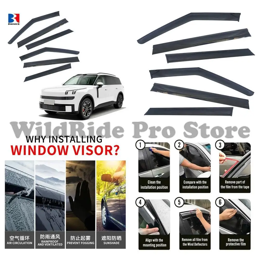 1 set LYNK CO 900 2025 Full Black Air Deflector Computer Window Sun Visor