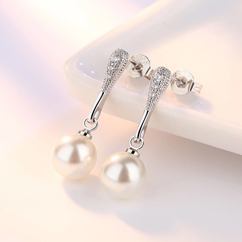 S925 Stamp silver new Zircon Earrings High Quality Retro Simple Cubic Zirconia Hot Sale Pearl Silver Jewelry 2026