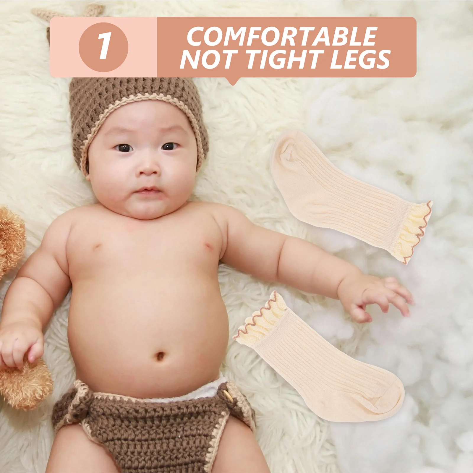 

1Pair Baby Mid-Calf Socks Toddler Breathable Combed Cotton Socks for Girls Boys Comfy Elastic Seamless All Season