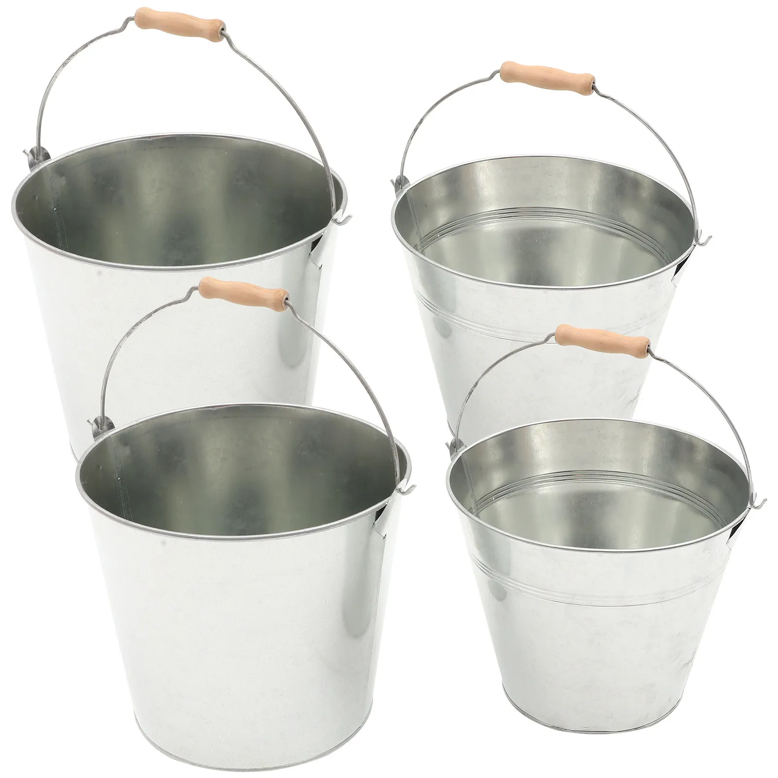 2Pcs Iron Ash Buckets Fireplace Storage Buckets Heavy Duty Metal Containers for Wood Burning Stove Bbq Charcoal Holder