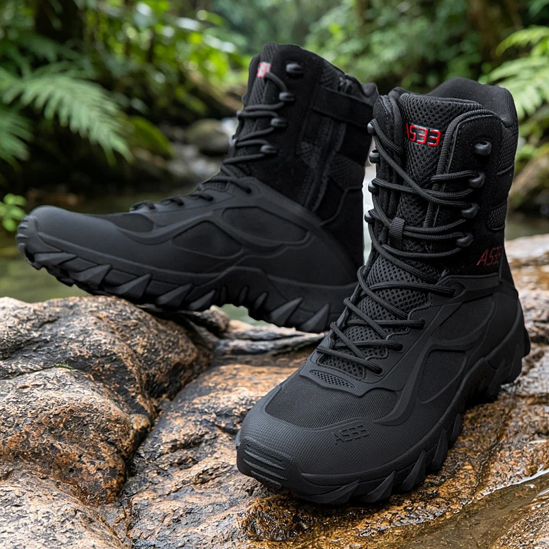 

Men Tactical Boot Casual Breathable Ankle Outdoor Waterproof Ultrallight Male Lace Up Army Boots Safety Anti-Slip High Quality