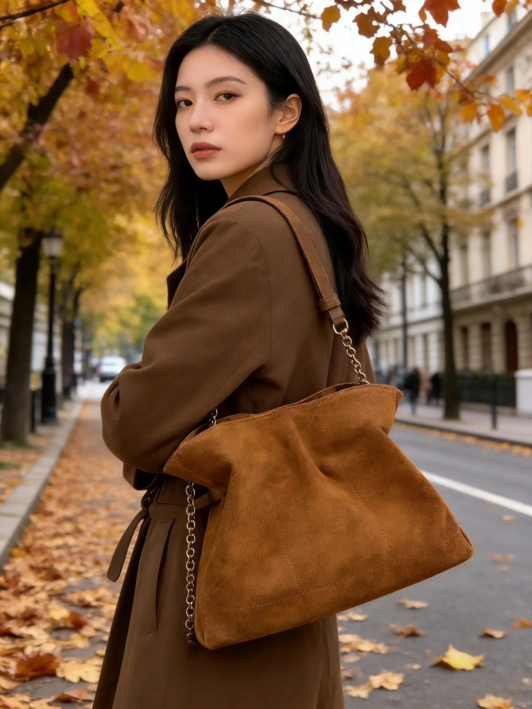 

Новая осенне-зимняя женская сумка из матовой замши квадратной формы, американская ретро-модель, на одно плечо, через плечо, роскошная сумка.